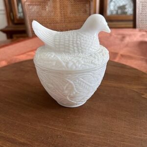 Vintage Charm! | Avon Milk Glass "Bird on a Nest" Covered Dish